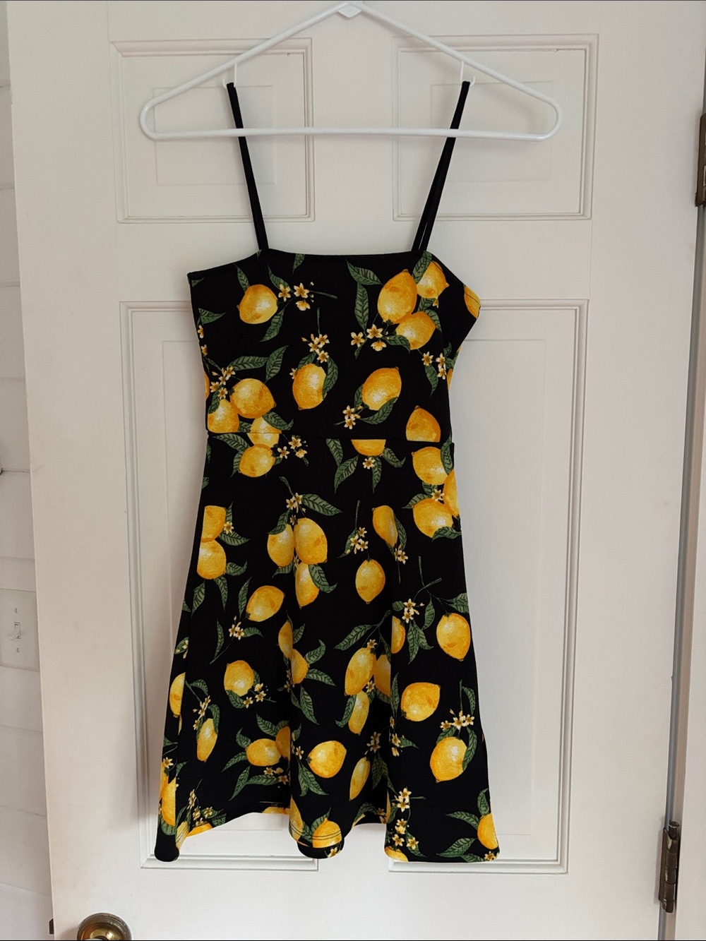 Lemon Print Black Summer Dress
